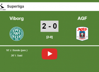 Viborg beats AGF 2-0 on Sunday. HIGHLIGHT