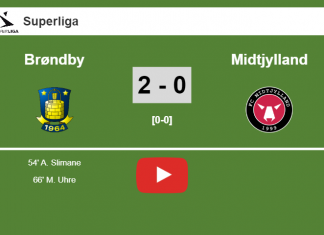 Brøndby conquers Midtjylland 2-0 on Sunday. HIGHLIGHT