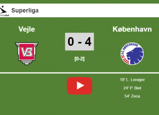 København defeats Vejle 4-0 after a incredible match. HIGHLIGHT