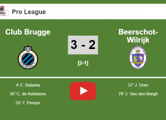 Club Brugge beats Beerschot-Wilrijk 3-2. HIGHLIGHT