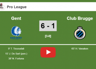 Gent obliterates Club Brugge 6-1 with a superb performance. HIGHLIGHT