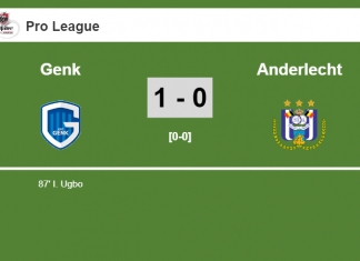 Genk conquers Anderlecht 1-0 with a late goal scored by I. Ugbo