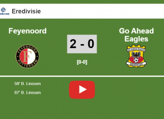 B. Linssen scores a double to give a 2-0 to Feyenoord over Go Ahead Eagles. HIGHLIGHT