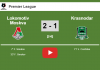 Lokomotiv Moskva beat Krasnodar 2-1 with F. Smolov scoring a double. HIGHLIGHT
