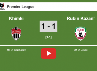 Khimki and Rubin Kazan' draw 1-1 on Sunday. HIGHLIGHT