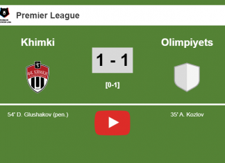 Khimki and Olimpiyets draw 1-1 after 0/1 missed a penalty. HIGHLIGHT