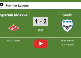Sochi recovers a 0-1 deficit to prevail over Spartak Moskva 2-1. HIGHLIGHT