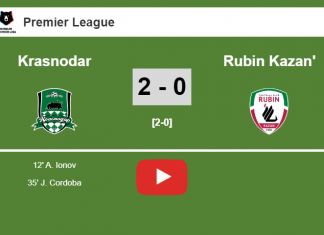 Krasnodar overcomes Rubin Kazan' 2-0 on Friday. HIGHLIGHT