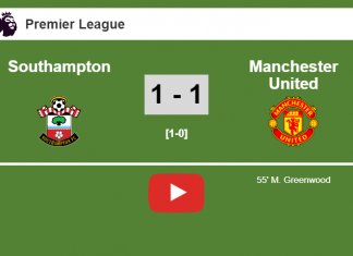 Southampton and Manchester United draw 1-1 on Sunday. HIGHLIGHT