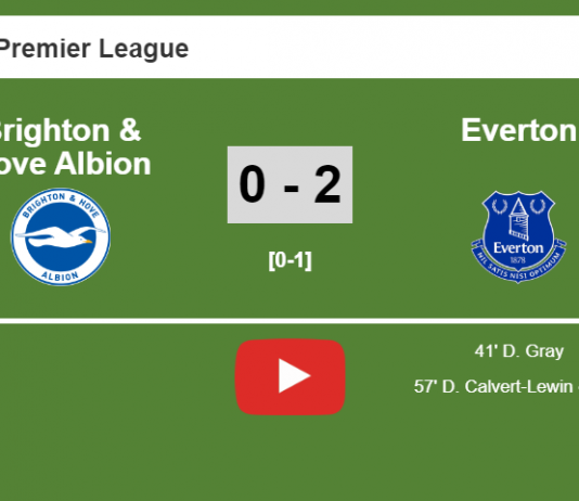 Everton prevails over Brighton & Hove Albion 2-0 on Saturday. HIGHLIGHT