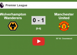 Manchester United conquers Wolverhampton Wanderers 1-0 with a goal scored by M. Greenwood. HIGHLIGHT