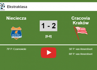 Cracovia Kraków overcomes Nieciecza 2-1 with P. van Amersfoort scoring a double. HIGHLIGHT
