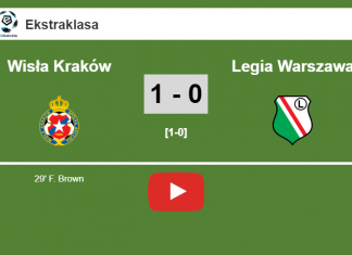 Wisła Kraków prevails over Legia Warszawa 1-0 with a goal scored by F. Brown. HIGHLIGHT