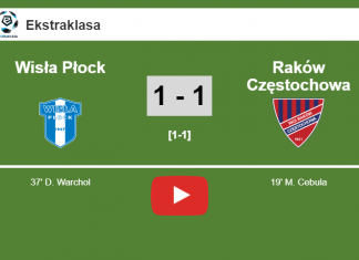 Wisła Płock and Raków Częstochowa draw 1-1 on Sunday. HIGHLIGHT