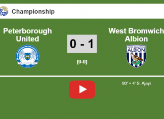 West Bromwich Albion prevails over Peterborough United 1-0 with a late goal scored by S. Ajayi. HIGHLIGHT