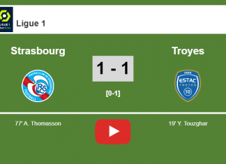 Strasbourg and Troyes draw 1-1 on Sunday. HIGHLIGHT