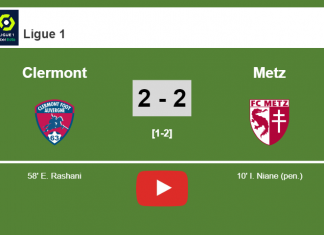 Clermont manages to draw 2-2 with Metz after recovering a 0-2 deficit. HIGHLIGHT