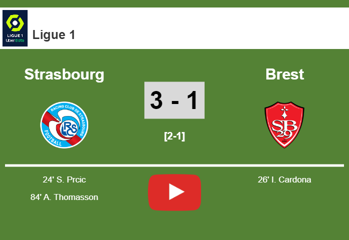 Strasbourg conquers Brest 3-1. HIGHLIGHT