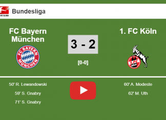 FC Bayern München beats 1. FC Köln 3-2. HIGHLIGHT