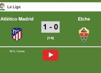 Atlético Madrid beats Elche 1-0 with a goal scored by A. Correa. HIGHLIGHT