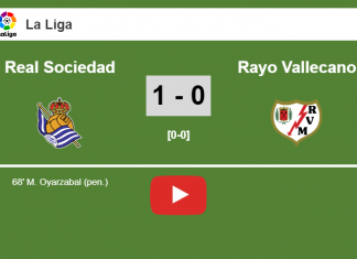 Real Sociedad beats Rayo Vallecano 1-0 with a goal scored by M. Oyarzabal. HIGHLIGHT
