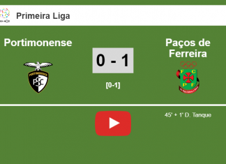 Paços de Ferreira prevails over Portimonense 1-0 with a late goal scored by D. Tanque. HIGHLIGHT