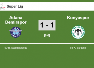 Adana Demirspor and Konyaspor draw 1-1 on Friday