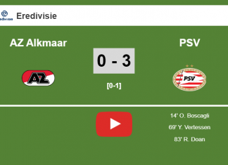 PSV tops AZ Alkmaar 3-0. HIGHLIGHT
