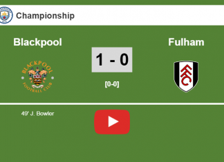 Blackpool beats Fulham 1-0 with a goal scored by J. Bowler. HIGHLIGHT