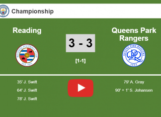 Reading and Queens Park Rangers draw a hectic match 3-3 on Saturday. HIGHLIGHT