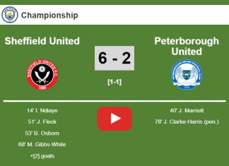 Sheffield United estinguishes Peterborough United 6-2 with a fantastic performance. HIGHLIGHT