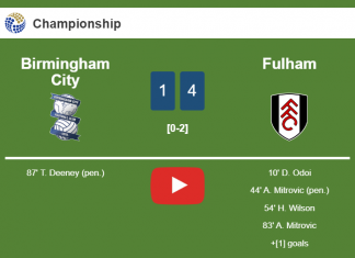 Fulham prevails over Birmingham City 4-1. HIGHLIGHTS