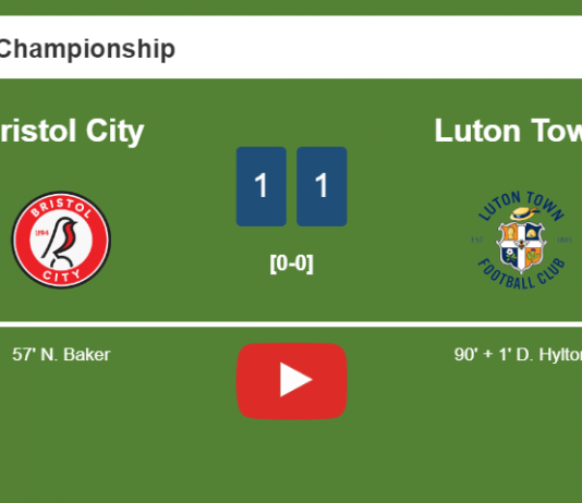 Luton Town snatches a draw against Bristol City. HIGHLIGHTS