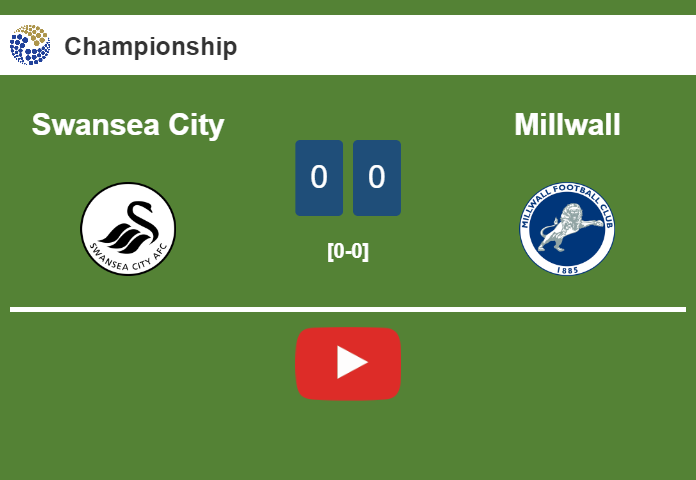 Swansea City draw 0-0 with Millwall on Wednesday. HIGHLIGHTS