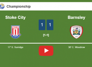 Stoke City and Barnsley draw 1-1 after M. Vrancic missed a penalty. HIGHLIGHTS