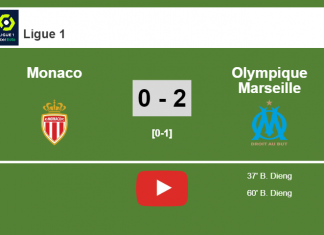 B. Dieng scores a double to give a 2-0 to Olympique Marseille over Monaco. HIGHLIGHT