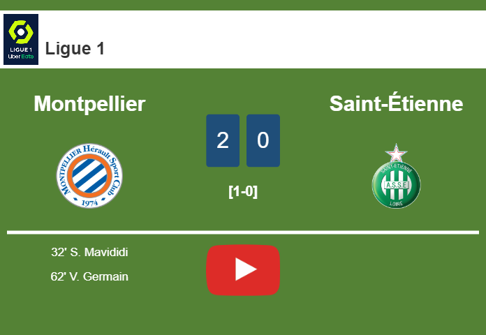 Montpellier beats Saint-Étienne 2-0 on Sunday. HIGHLIGHT