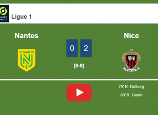 Nice defeats Nantes 2-0 on Sunday. HIGHLIGHT