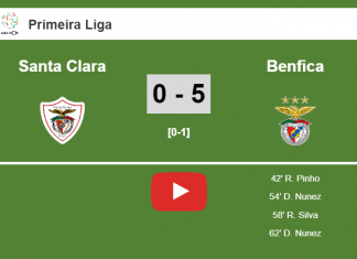 Benfica defeats Santa Clara 5-0 after a incredible match. HIGHLIGHT