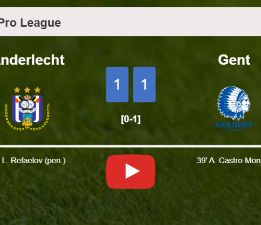 Anderlecht and Gent draw 1-1 on Thursday. HIGHLIGHTS