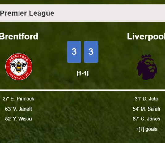 Brentford and Liverpool draw a frantic match 3-3 on Saturday