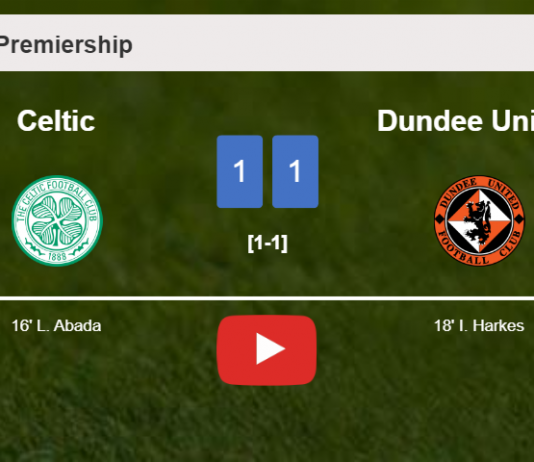 Celtic and Dundee United draw 1-1 on Sunday. HIGHLIGHTS