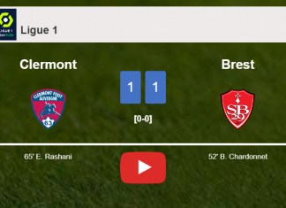 Clermont and Brest draw 1-1 on Sunday. HIGHLIGHTS