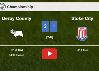 Derby County defeats Stoke City 2-1. HIGHLIGHTS