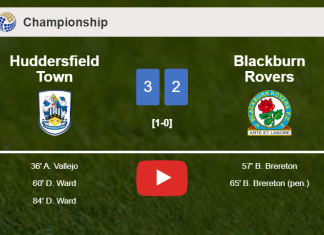 Huddersfield Town defeats Blackburn Rovers 3-2. HIGHLIGHTS
