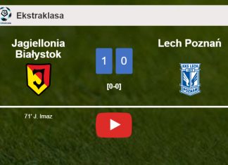 Jagiellonia Białystok beats Lech Poznań 1-0 with a goal scored by J. Imaz. HIGHLIGHTS