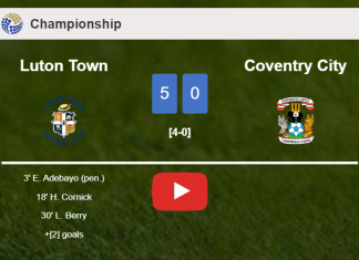 Luton Town liquidates Coventry City 5-0 after playing a great match. HIGHLIGHTS
