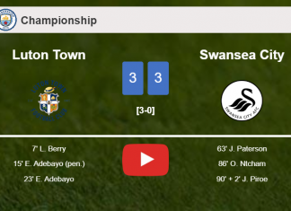 Luton Town and Swansea City draw a frantic match 3-3 on Saturday. HIGHLIGHTS