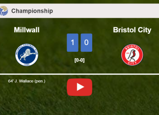 Millwall tops Bristol City 1-0 with a goal scored by J. Wallace. HIGHLIGHTS