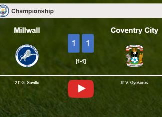 Millwall and Coventry City draw 1-1 on Saturday. HIGHLIGHTS